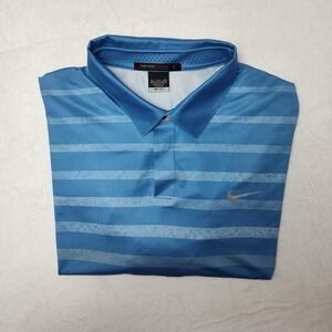 Nike Tiger Woods Polo Shirt Mens 2XL Blue Dri-Fit Medinah Golf Work 518104-403